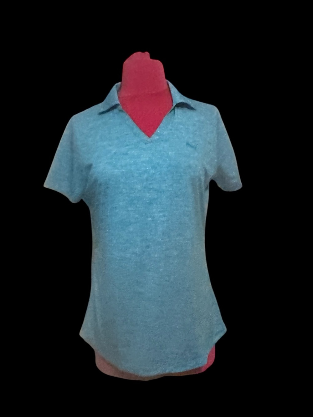 NWT Puma Women's Short Sleeve  V-Neck Golf Polo - Turquoise Medium